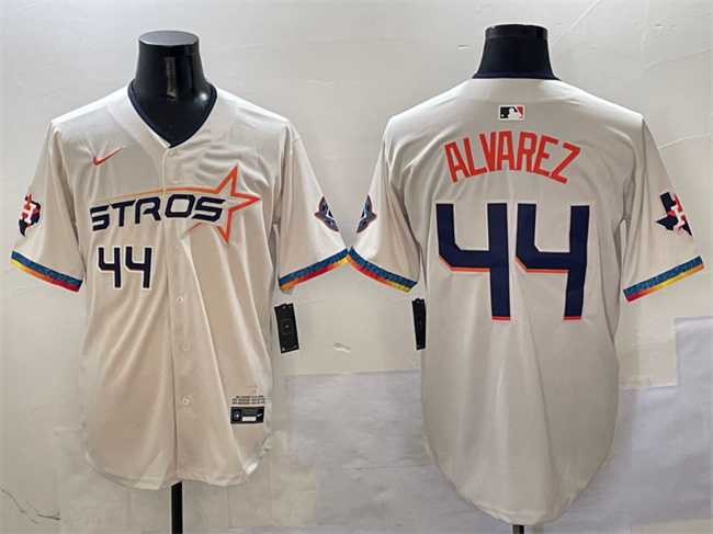 Men's Houston Astros #44 Yordan Alvarez Cream 2025 City Connect With Texas Patch Limited Stitched Jersey,We sell and wholesale Men's Houston Astros #44 Yordan Alvarez Cream 2025 City Connect With Texas Patch Limited Stitched Jersey on line form chian!